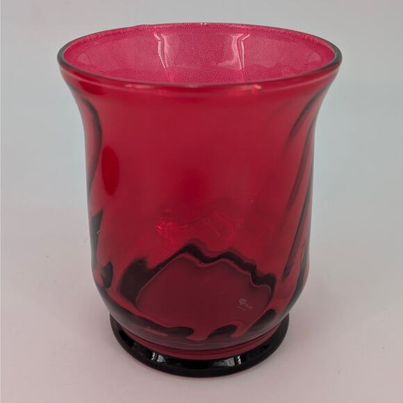 Ruby Red Hurricane Glass Vase Candle Holder Set Flare Top Holiday Decor Pair - Picture 6 of 9